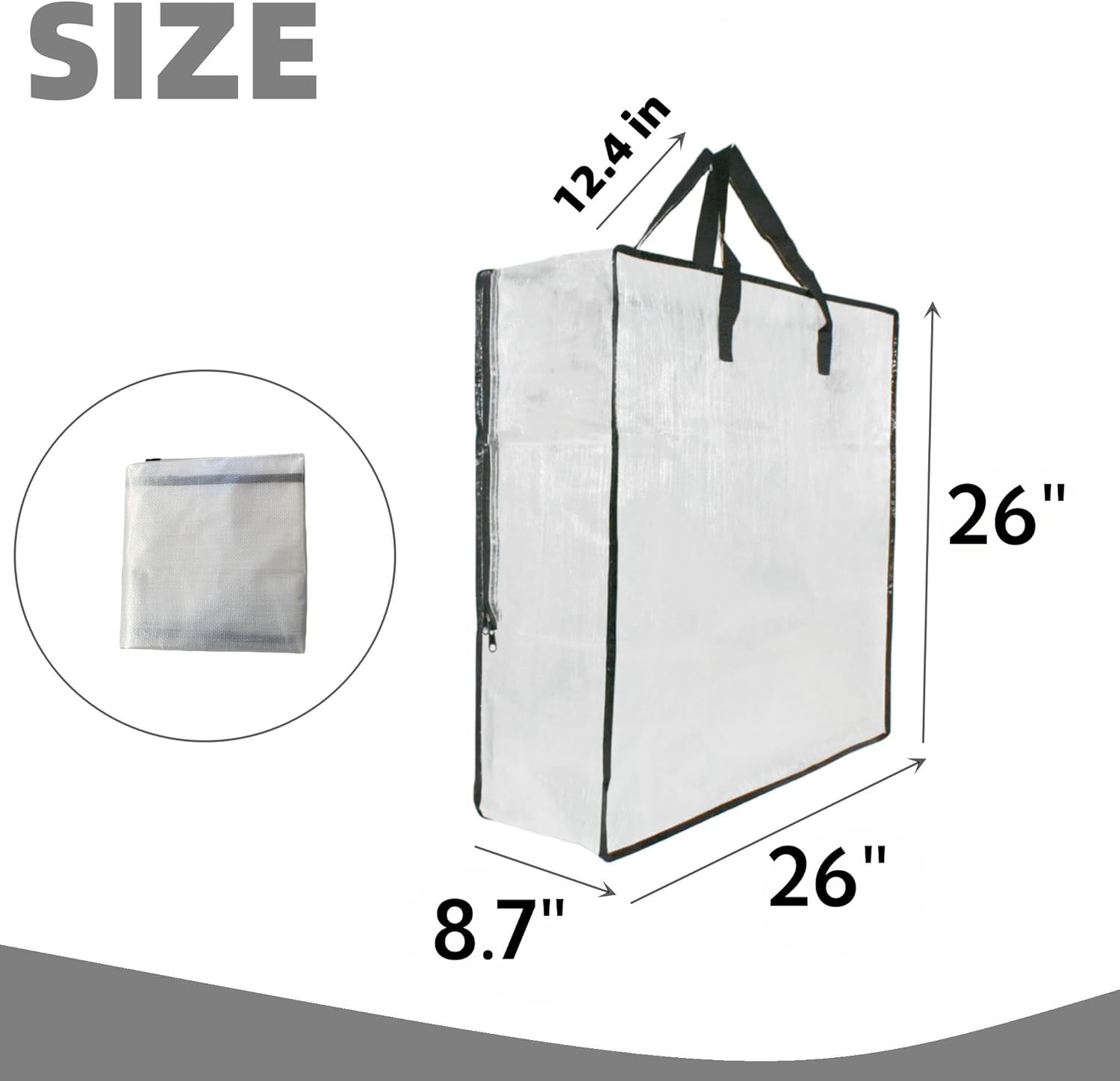 5 Pack Moving Bags. Wreath Storage Bag. Garland Container. Clear Storage Bags with Handles and Zippers Moving Bag for College Carrying. Bedding. Toys Organizer. Under the Bed Storage - Image 2