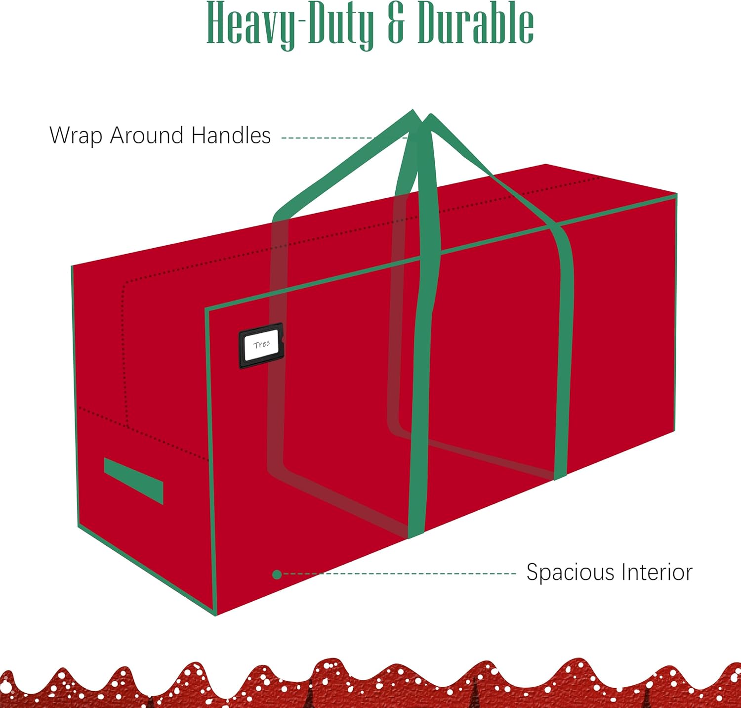 Cosy Family 7.5 ft Christmas Tree Storage Bag - Durable Heavy Duty Extra Large Artificial Xmas Holiday Tree Bag with Reinforced Handles and Dual Zippers Wide Opening - Red - Image 4